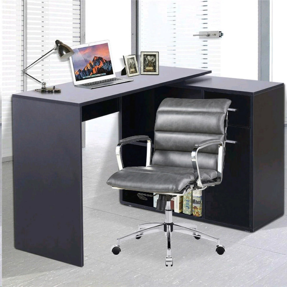 Antique Gray Metal Office Chair V903