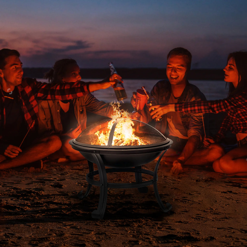 22 inch Portable Wood Burning Fire Pit with Spark Screen G85358