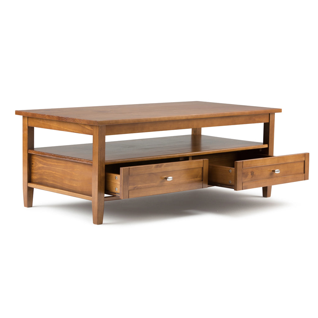 Solid Wood 48 inch Wide Rectangle Coffee Table B230004
