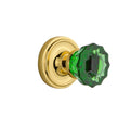 Crystal Emerald Glass Door Knob in Unlaquered Brass B810