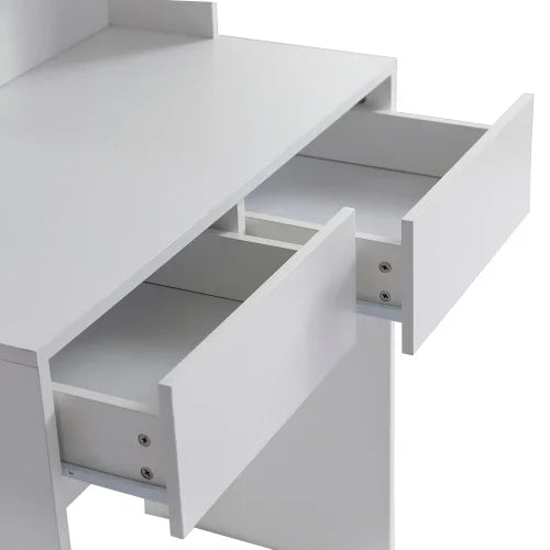 White Vanity Desk with Mirror and 2 Drawers H42644