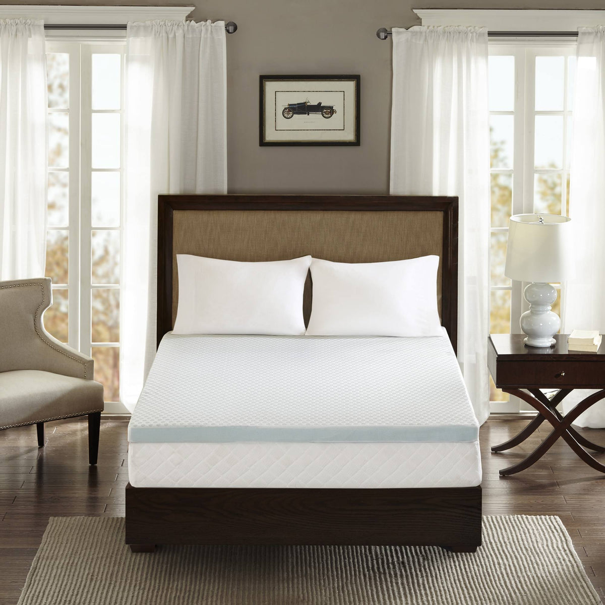 King Size Gel Memory Foam Mattress Topper with Cooling Cover W597812