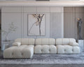 L-Shaped Velvet 3-Seat Sofa with Ottoman S2599