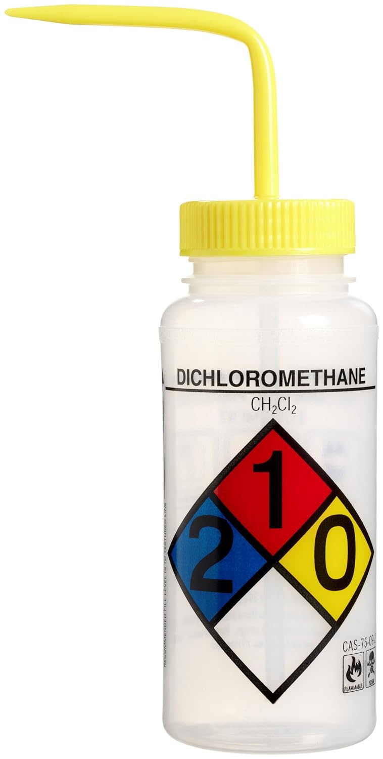 4-Color Acetone Wide-Mouth Wash Bottles; 1000ml (32oz), Polyethylene w/Red Polypropylene Cap (Pack of 4) X969527