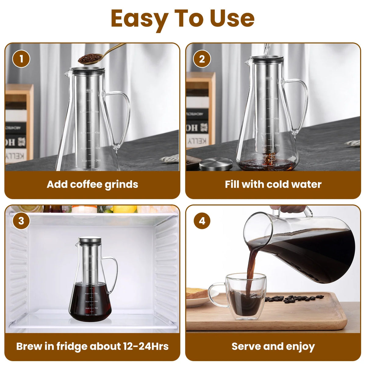 Cold Brew Coffee Maker Glass Pitcher with Filter U472