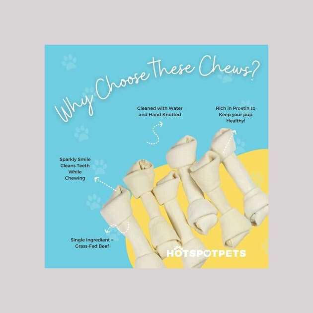 Natural White Knotted Rawhide Bone Dog Chew Treats N3057