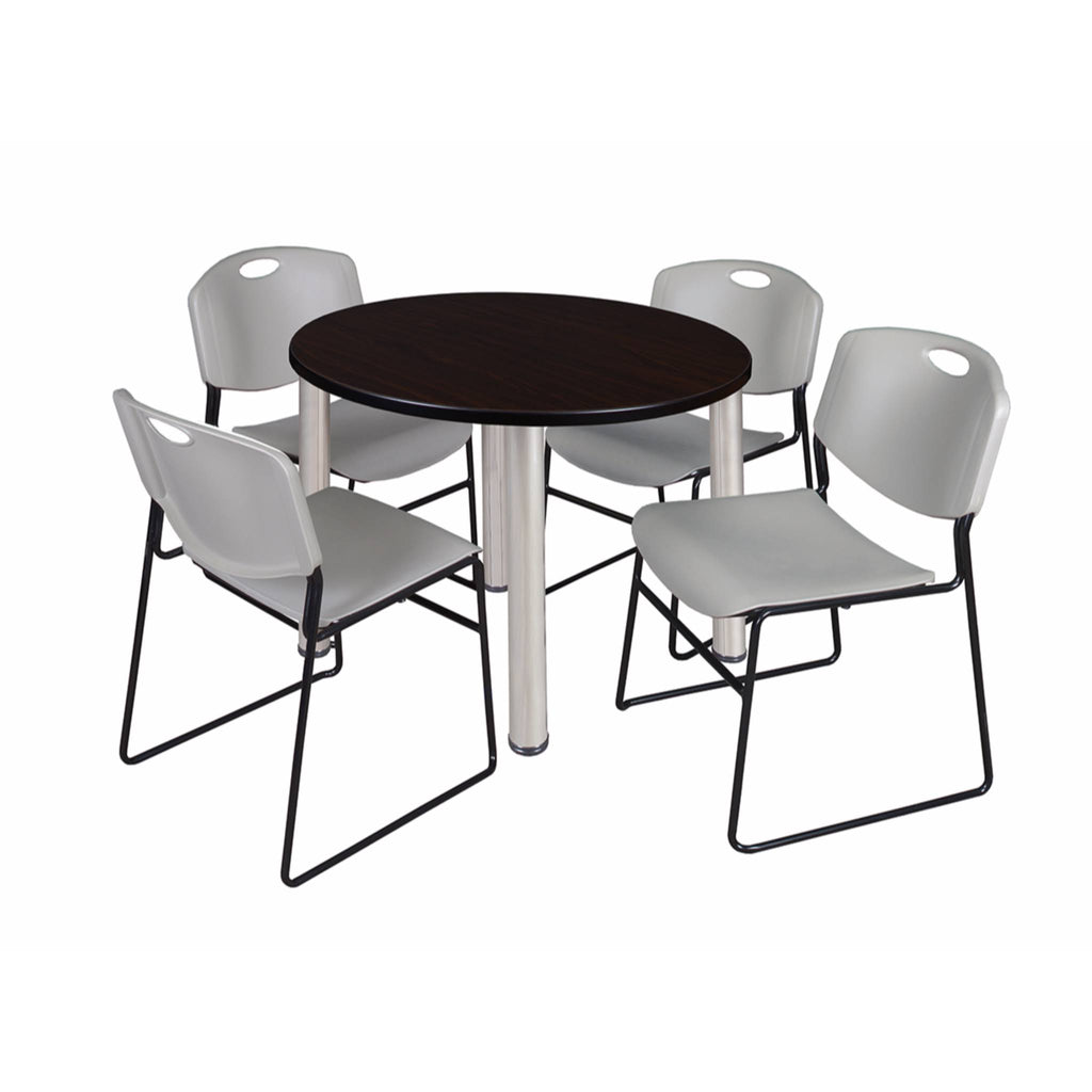36x22 Round Breakroom Table with 4 Stack Chairs S543835