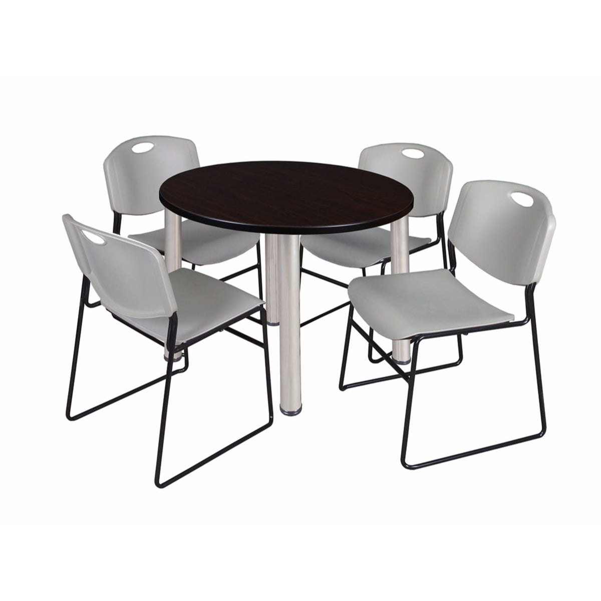 36x22 Round Breakroom Table with 4 Stack Chairs S543835