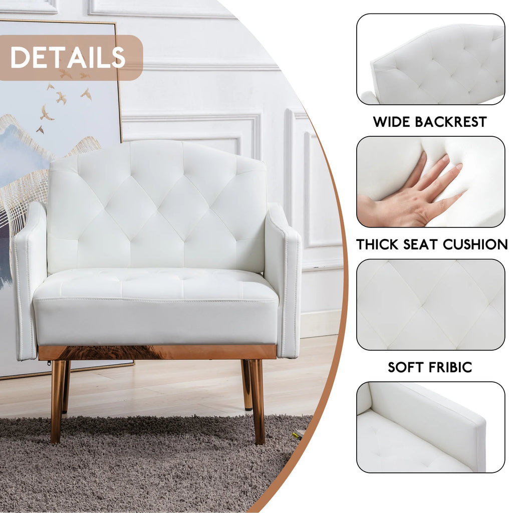 White PU Leather High-Back Accent Chair O65115
