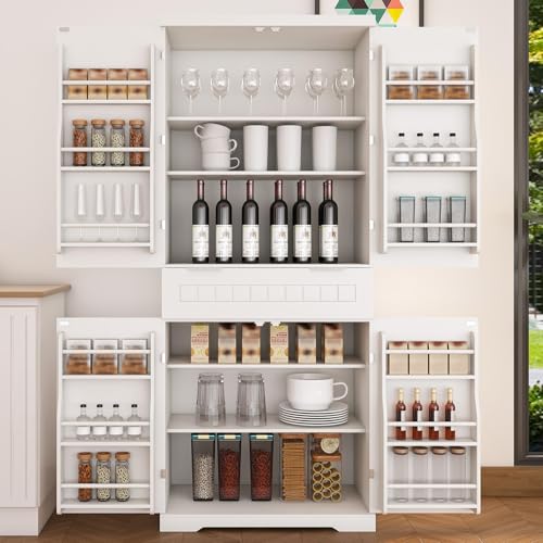 Pantry Cabinet with Drawer, 2 Cabinets and 6 Door Shelves, Adjustable Shelves, 71.65" R53194
