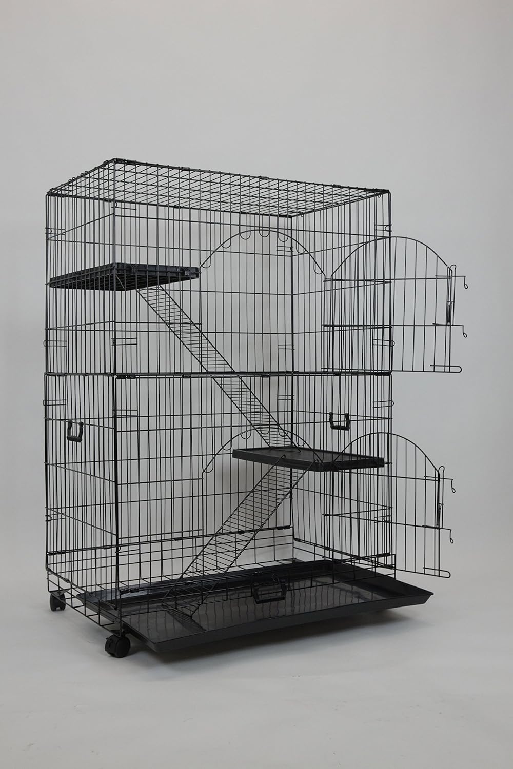 Folding Wire Pet Crate with Casters and Tray F576342
