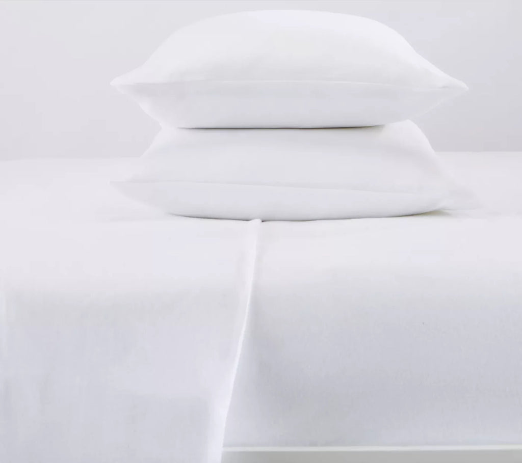 4 Piece 100% Cotton Flannel Queen Size White Bed Sheet Set M799