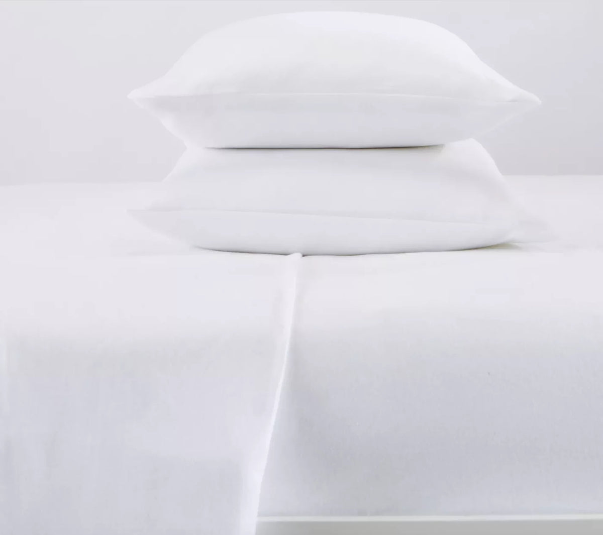 4 Piece 100% Cotton Flannel Queen Size White Bed Sheet Set M799