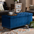 Navy Blue Velvet Button-Tufted Storage Ottoman Bench Y35639