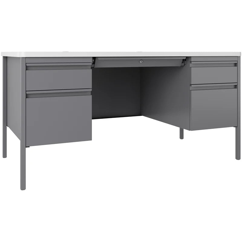 30x60 Double Pedestal Metal Desk with T-Mold Top C7570