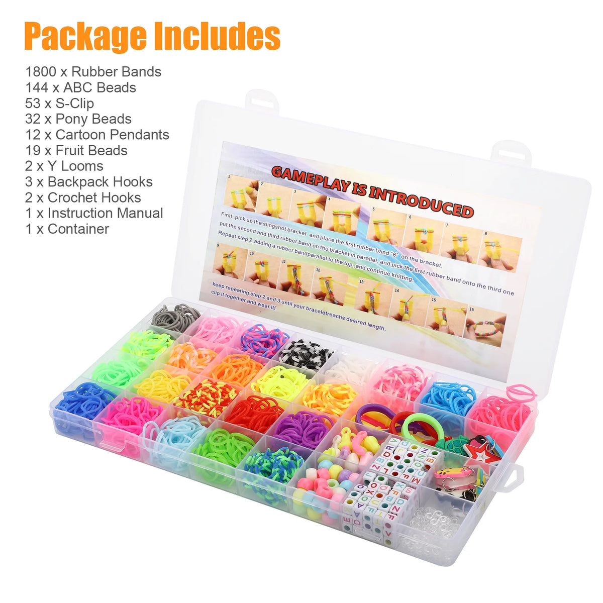 2069pcs Loom Bands Kit 28 Colors Rubber Bands Bracelets Making Kit with Accessory K947708