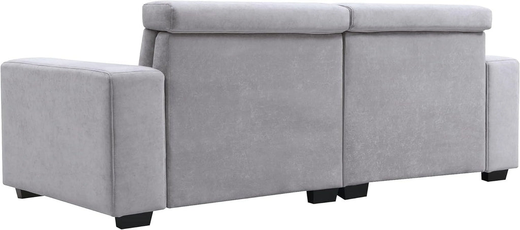Light Grey Velvet Upholstered Sofa with Adjustable Headrests N933794