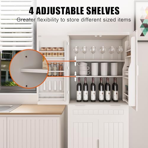 Pantry Cabinet with Drawer, 2 Cabinets and 6 Door Shelves, Adjustable Shelves, 71.65" R53194