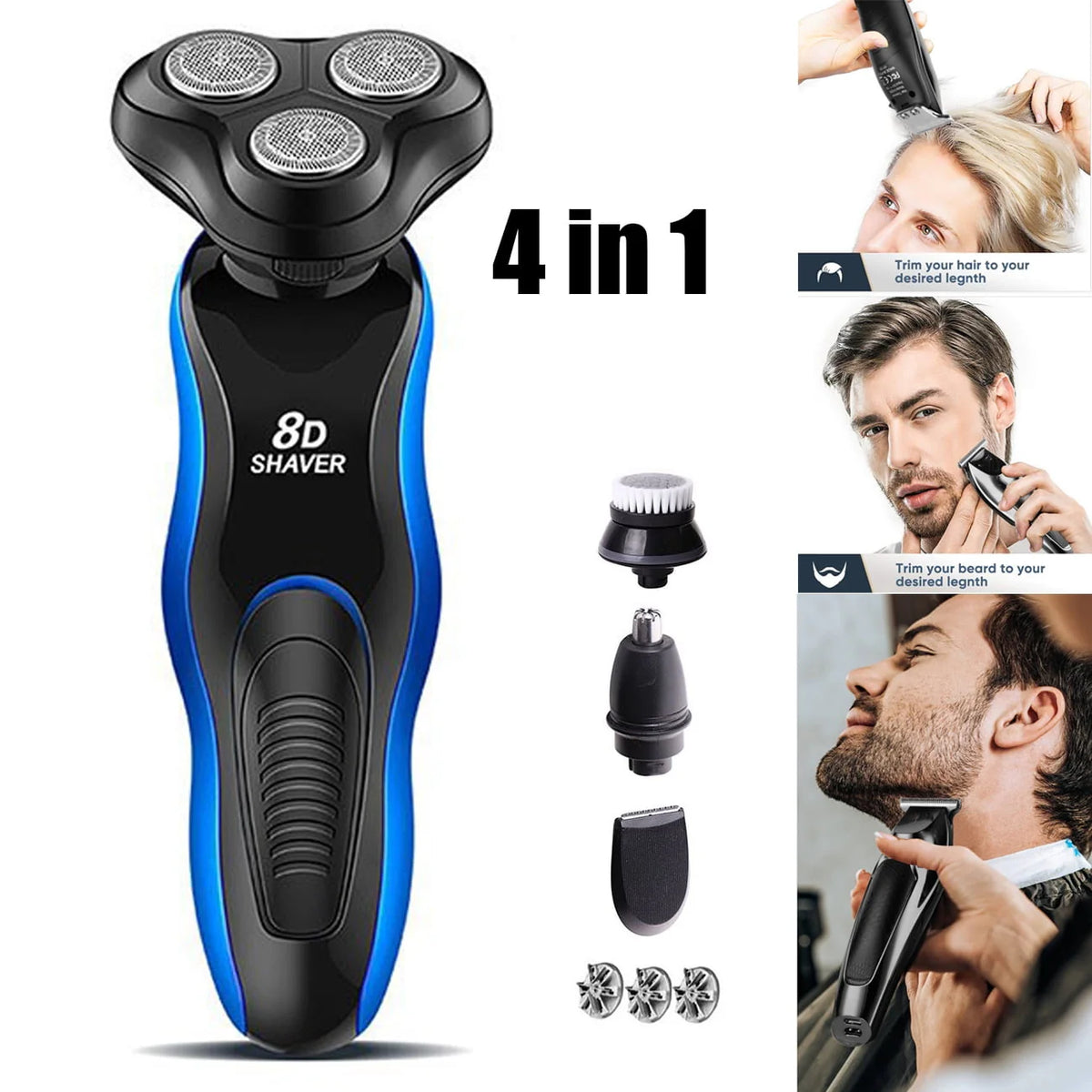 5-in-1 Waterproof Rechargeable Head Shaver Y89123