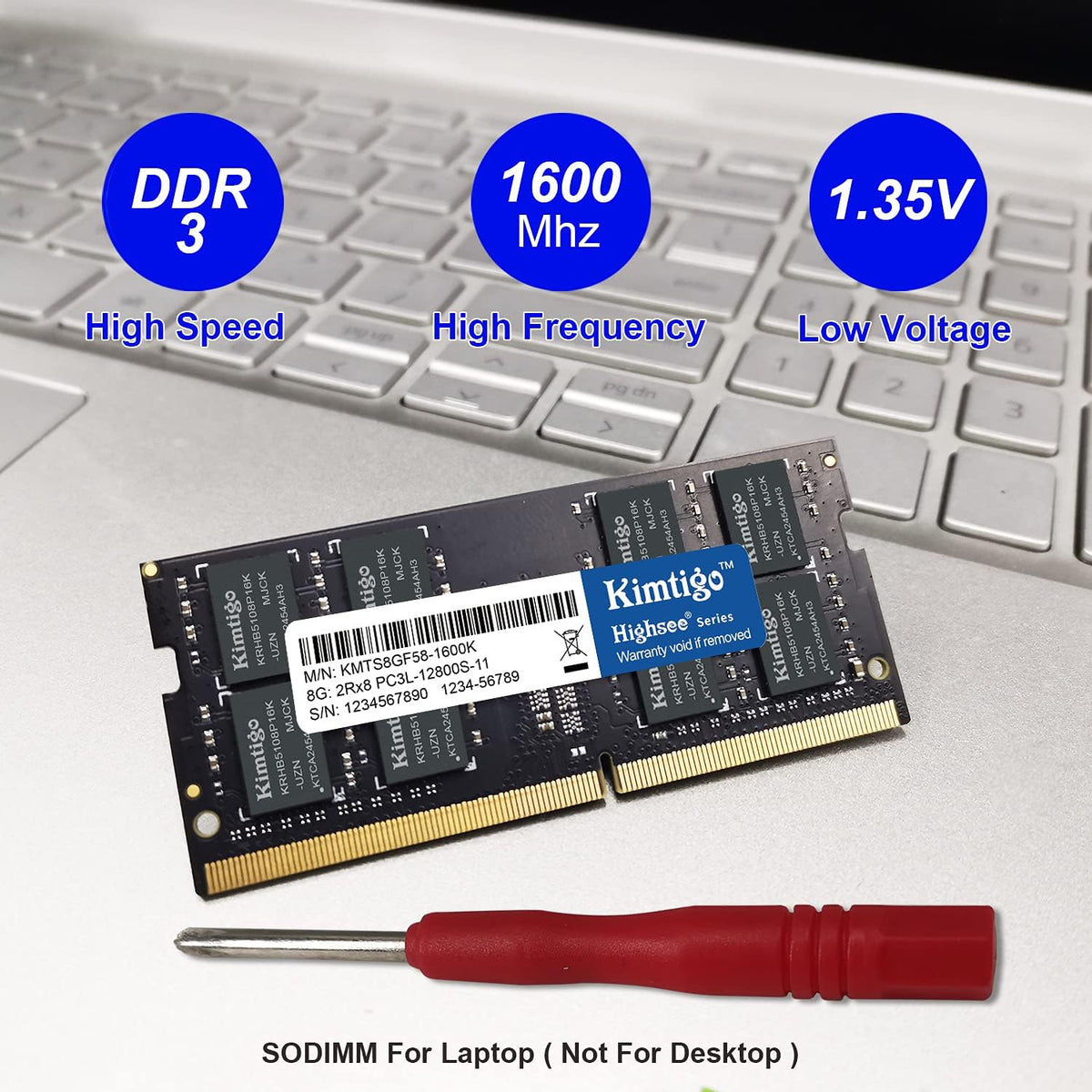 DDR3 16GB(2x8GB) Laptop Ram 1600MHz PC3-12800 Unbuffered SODIMM 204Pin 1.35V A482443