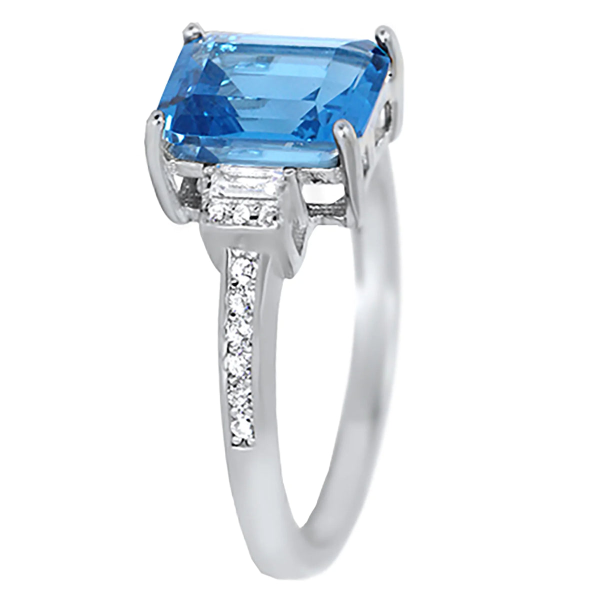 Sterling Silver Simulated Blue Topaz Ring Size 7 Z297018