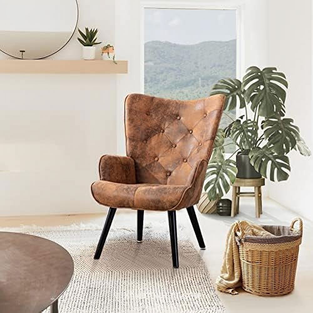 Microfiber Cushioned Wingback Armchairs Set D6502
