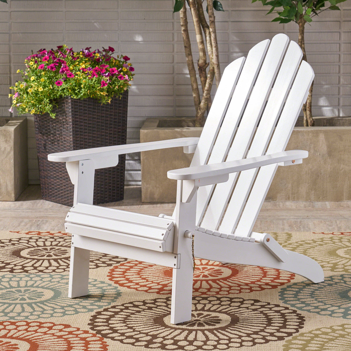 White Finish Acacia Wood Adirondack Chair X447