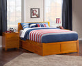 Caramel Solid Wood Platform Bed with Footboard and Twin Trundle D854