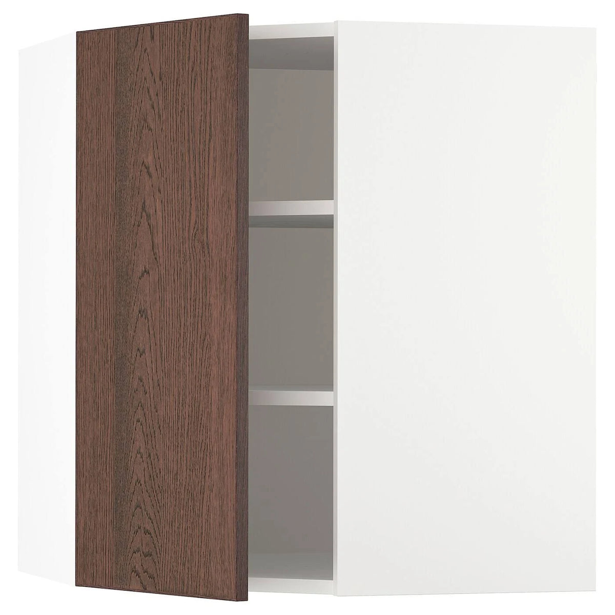 Corner Wall Cabinet with Shelves, white/Sinarp Brown, 26x15x30 E3814